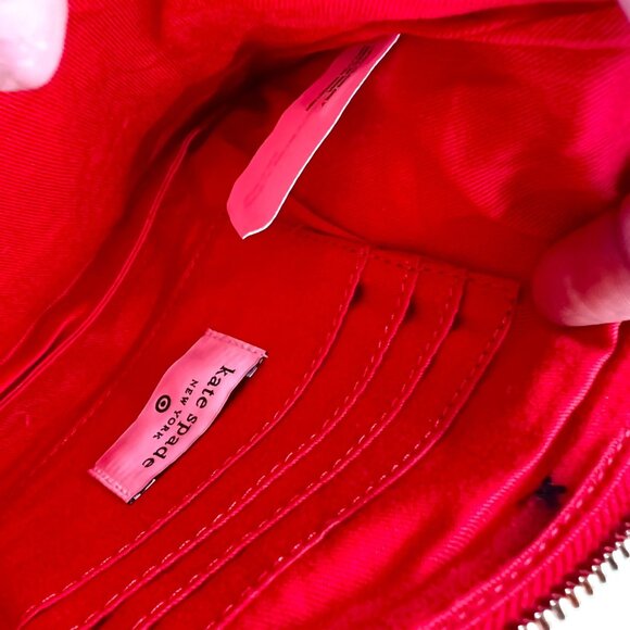 Kate Spade Beaded Pouch "Going To Target" Red White NWT 8" X 6" Wristlet - Picture 4 of 11